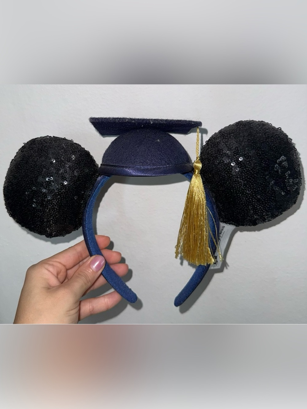 Disney Graduation Mouse Ear Headband with Gold Tassel - Navy 2018